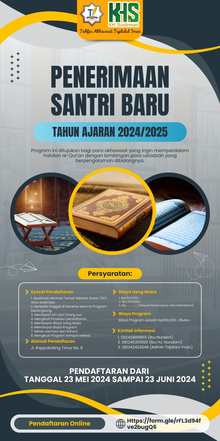 Tajdidul Iman Buka Pendaftaran Tahfiz Akhwat TI