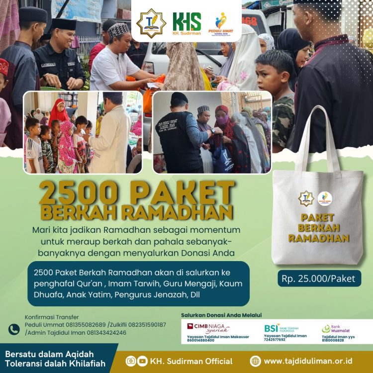 Tajdidul Iman Bakal Salurkan 2500 Paket Berkah Ramadhan