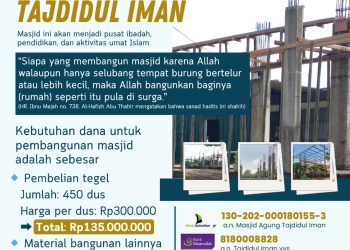 Usai di Cor, Masjid Agung TI Masih Butuh Bantuan