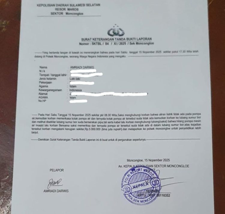 Astagfirullah, Pompa Mesin Air Masjid Agung TI di Curi !
