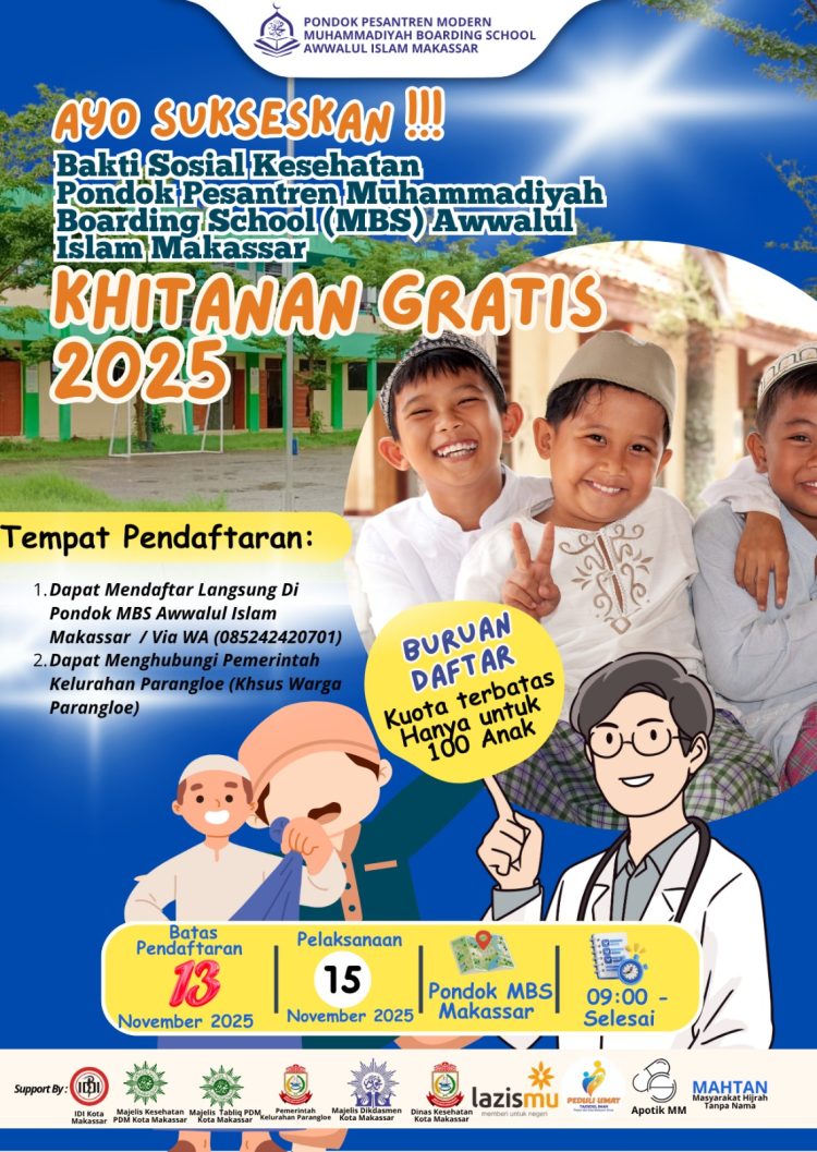 Sambut Milad Muhammadiyah ke 113, MBS Awwalul Islam Gelar Khitanan Gratis
